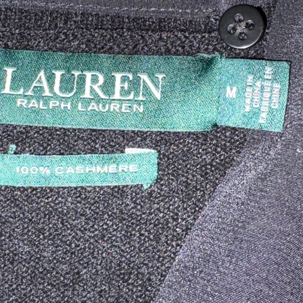 Ralph Lauren Woman Sz M Cashmere Sweater with Detachable tie Black $220 - Picture 4 of 5
